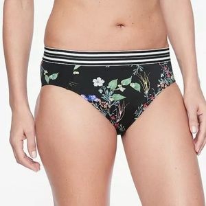 Athleta Black Floral Gold Coast Bikini  bottoms